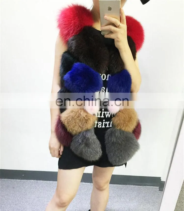 New Fashion Clothes Natural Fur Waistcoat Winter Women Warm Fur Real Fox Vest