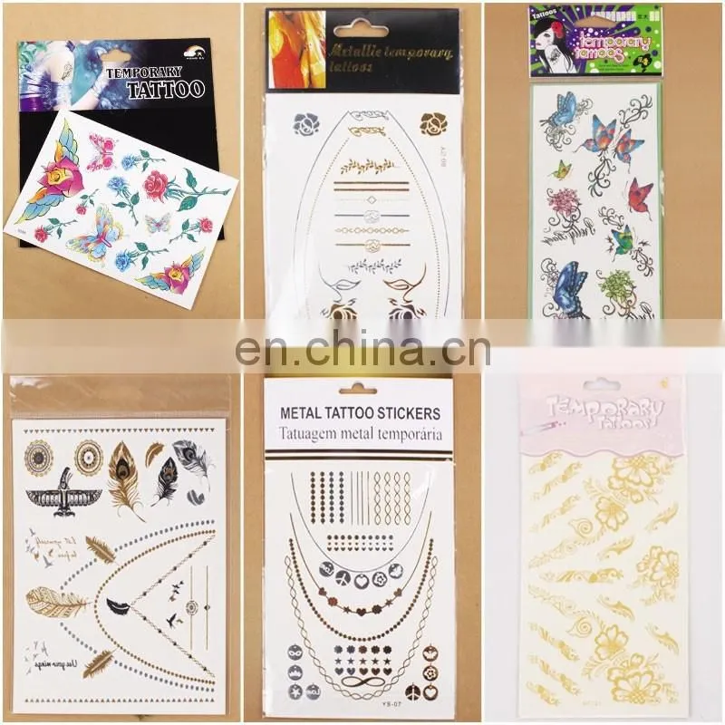 Temporary newest hot sale metallic temporary body tattoos gold silver jewelry tattoos