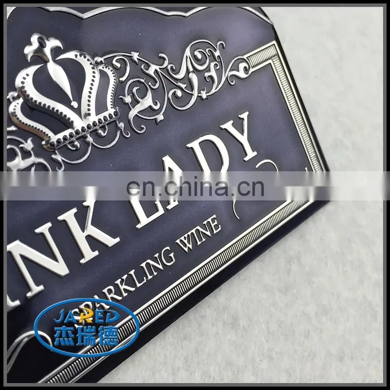 Cheap Customized Metal Crafts Aluminum Wine Label with Protective Film
