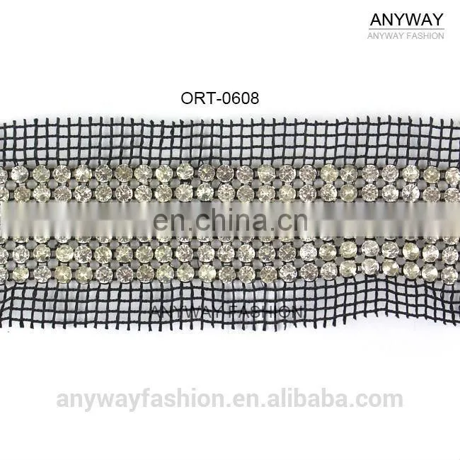 Fancy embroidery sequined gold lace ribbon