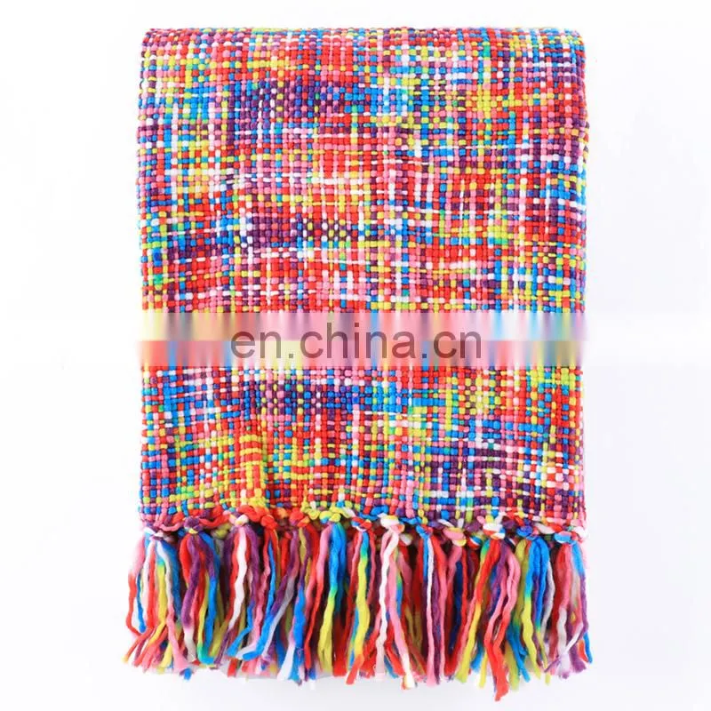 High Quality Tropical Style Multi-Color Rainbow Throw Blanket 63" X 49"