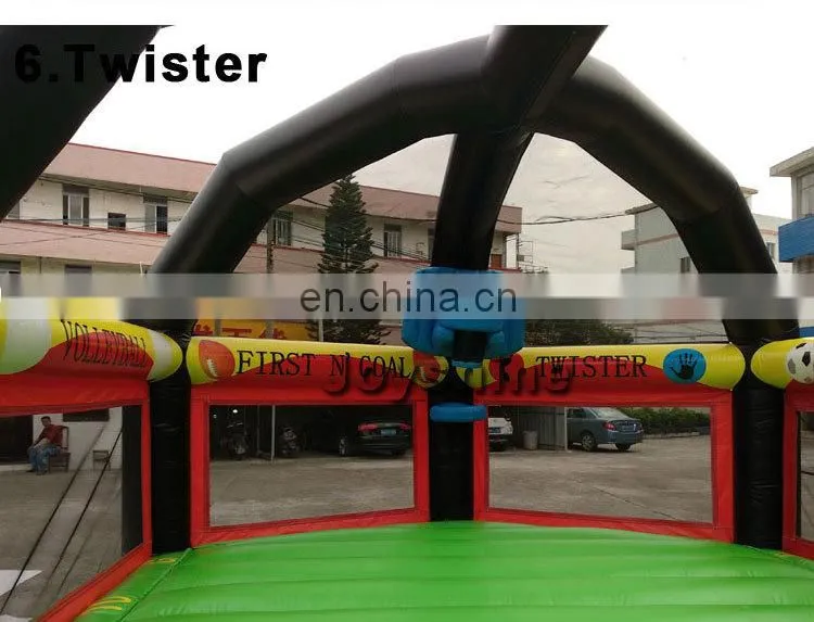 6 in 1 Inflatable Football Dodgeball Area Joust Twister Baseball Bounce House Field Cage Volleyball Game Court For Adult