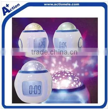 egg shaped alarm projector clock with LED light