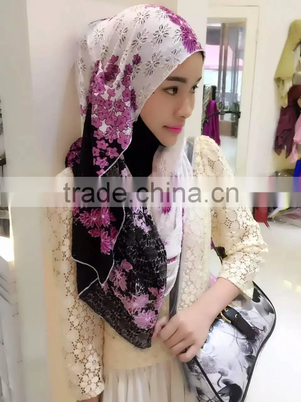 Colorful beautiful LACE gorgeous muslim long scarf
