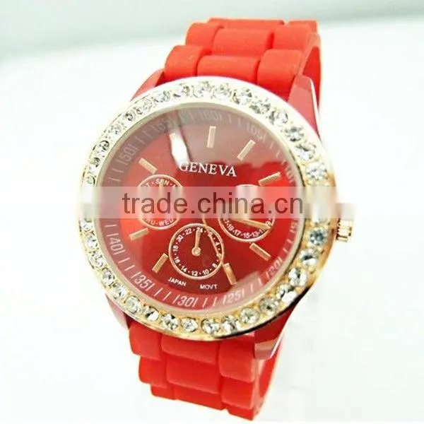 TM & silicone long watch band fancy lady watch