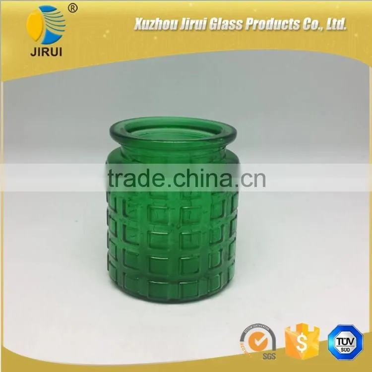 Green painted Round Glass Candle Jar