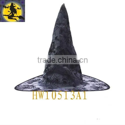 Hot Sale Black Witch Hat with White Spider Web