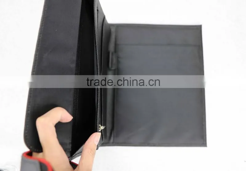 Wholesale High Quality Custom Black Color Genuine Saffiano Leather Office File Bag Document Folder Notebook