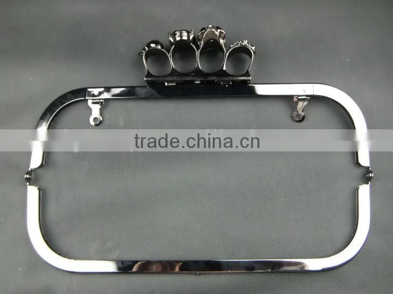 10.3 Inch Gun Color Four Fingers Skulls Metal Clutch Frame For Bags