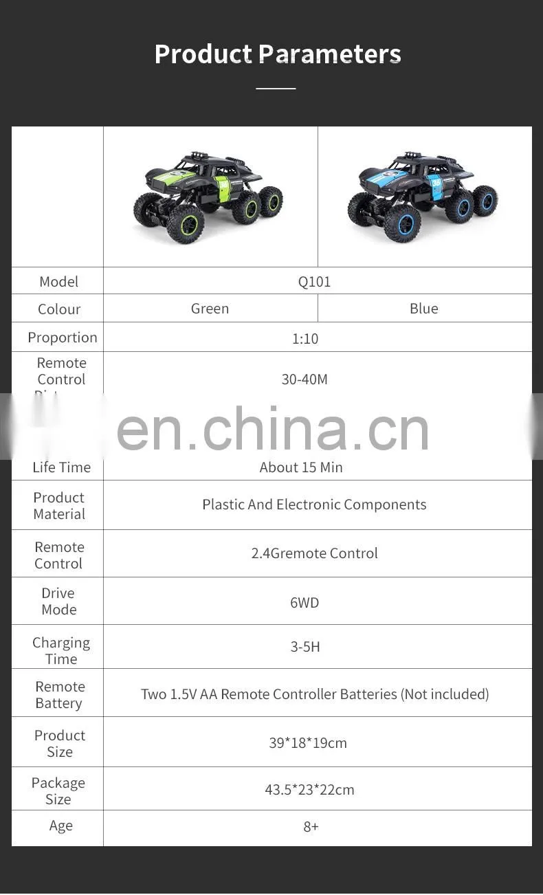JJRC Q101 Big Rc Car Six-Wheel Drive Climbing Remote Control Cars 1/10 Off-Road Vehicle Children Outdoor Toy Gift