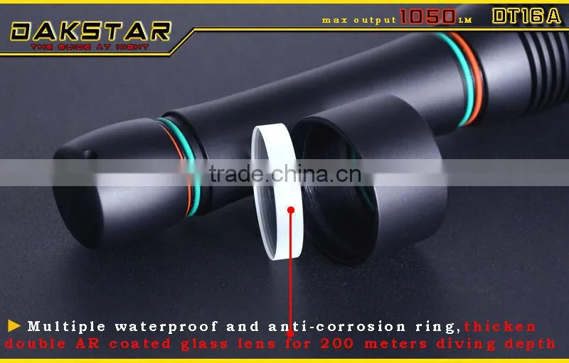 DAKSTAR DT16A XML T6 1050LM 26650/18650 Aluminum Rechargeable Superbright IPX8 LED Diving Flashlight With CREE