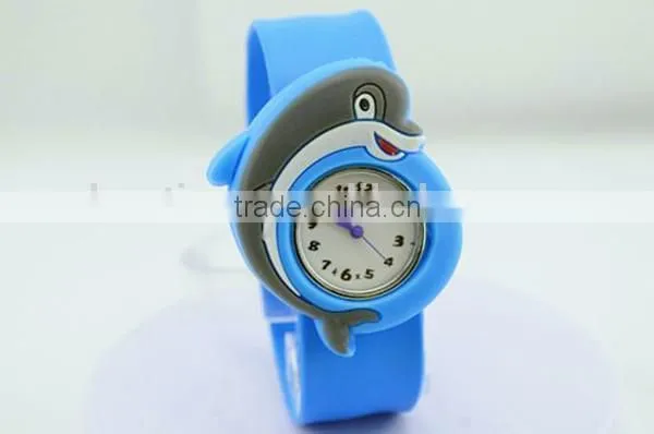 cute slap watch for children dolphin design silicone slap watch