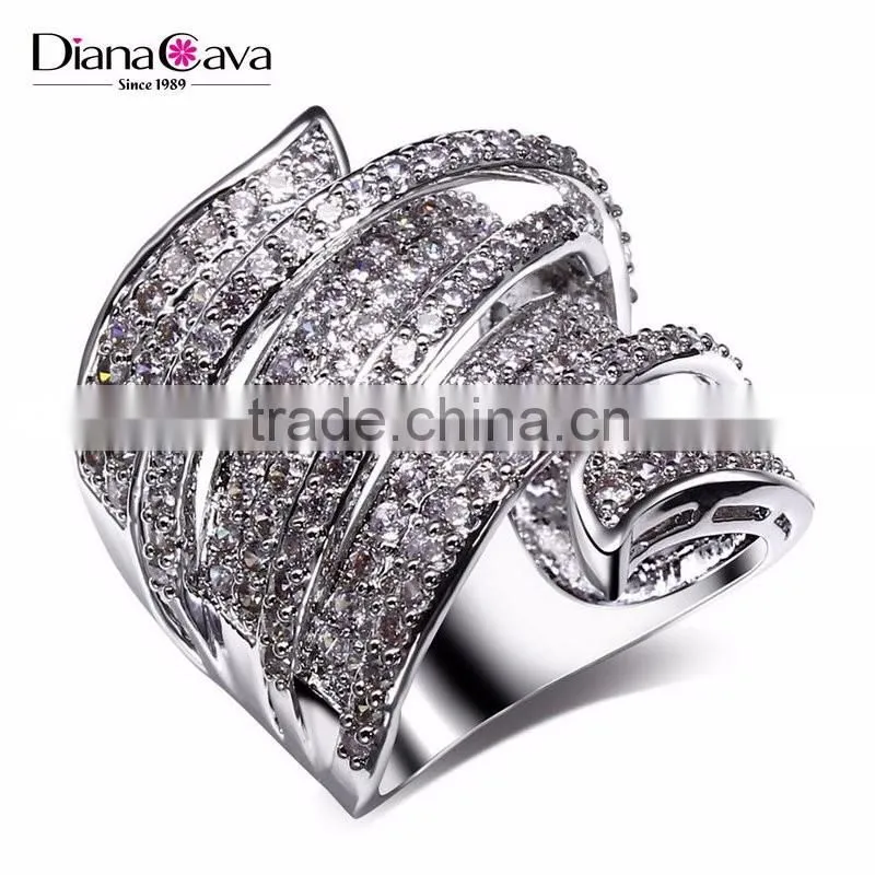 Exclusive New Unique Design Cubic Zircon Wedding Party Contrast Jewelry Ring