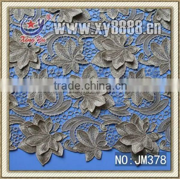 Beautiful noble golden metallic yarn lace fabric