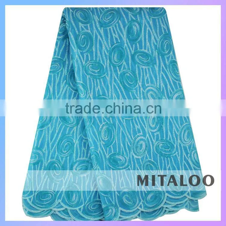 Mitaloo Mint Green Sequin Organza Lace Fabric for Wedding Dress MOG0187