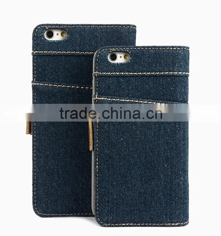 Denim Jean Mobile Phone Case With Card Slots for iPhone 6