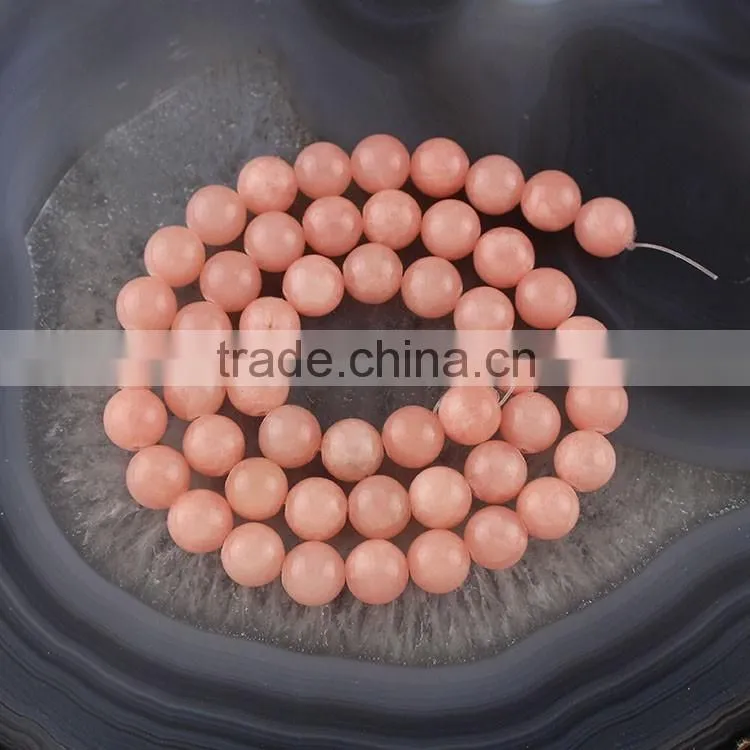 YJ1121-5 Wholesal light pink dyed jade round bead