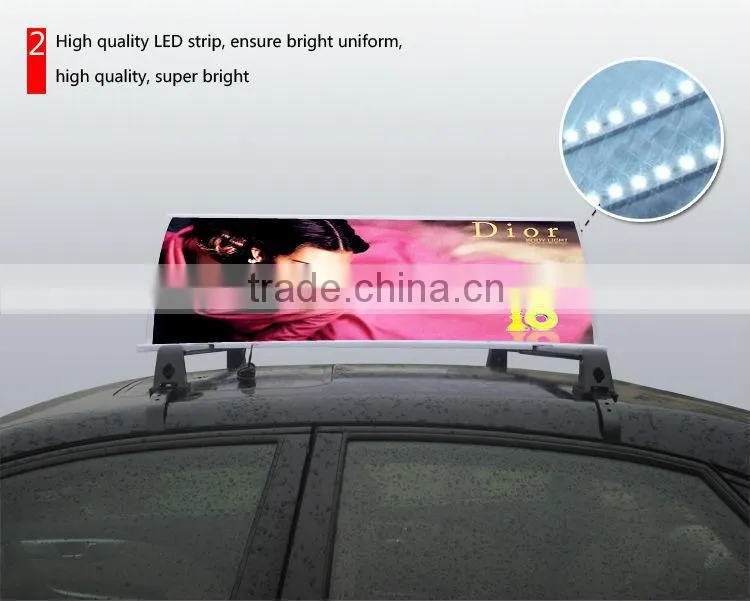 Auto lighting slim led taxi top advertising