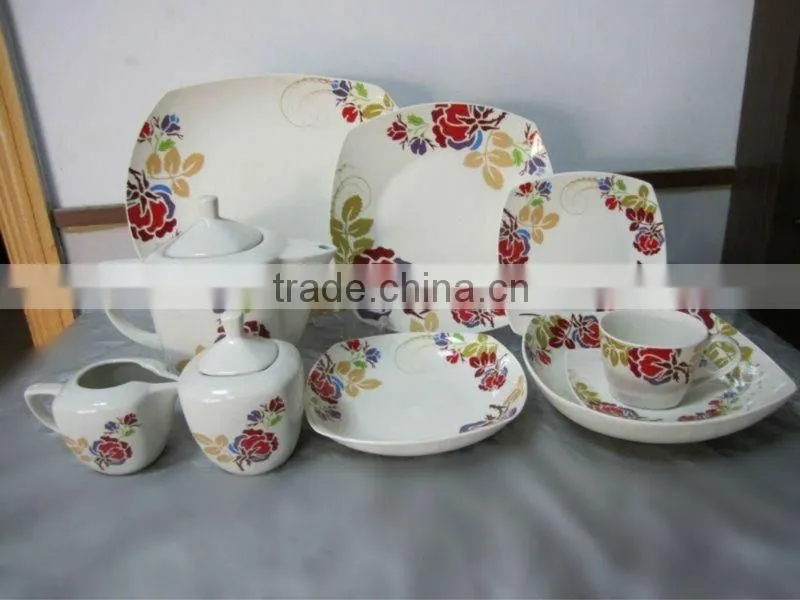 china wholesale latest dress designs47 pcs decal porcelain dinnerware set