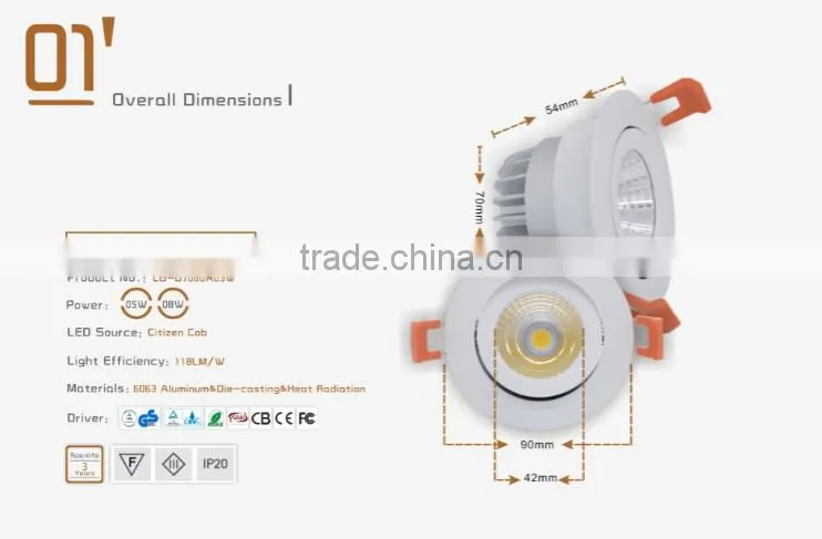 15w IP20 1800Lumens COB Adjustable Commercial Ceiling LED Downlight