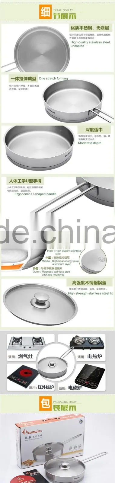 Charms stainless steel the American fry pan nonstick cookware