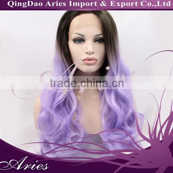 2015 New fashion 100% synthetic kinky curly lace front wig for black women