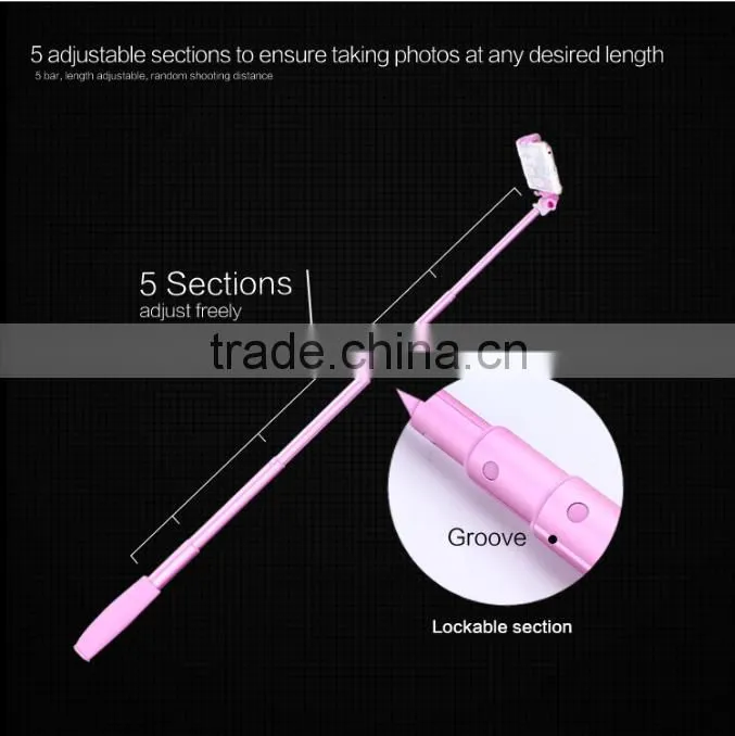 2016 New Factory Monopod Bluetooth Selfie Stick with Bluetooth Shutter Button