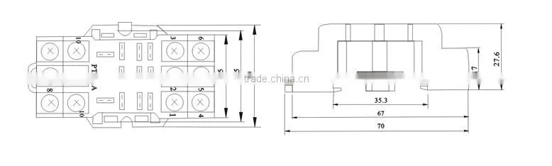PTF11A General Purpose 11 PIN 300VAC 12A Connecting Electric Contact Relay Socket with CE