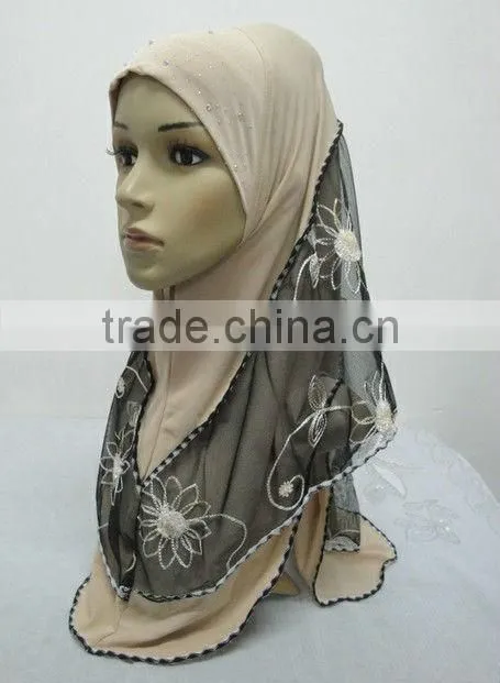 H171 latest embroidery muslim hijab,hijab scarf