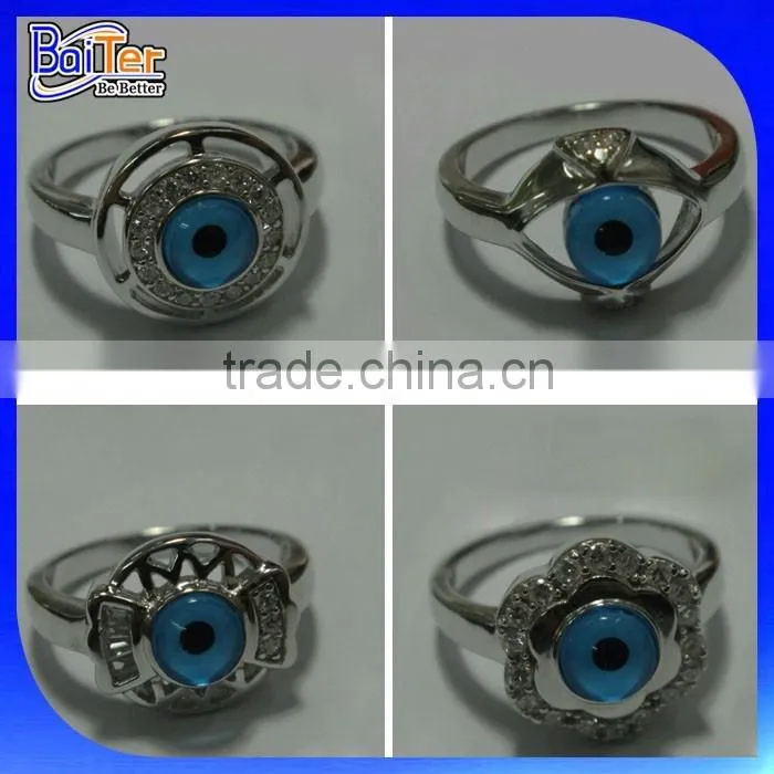 Wholesale Custom Turkish Jewelry Set 925 Sterling Silver Blue Glass Evil Eye Pendant
