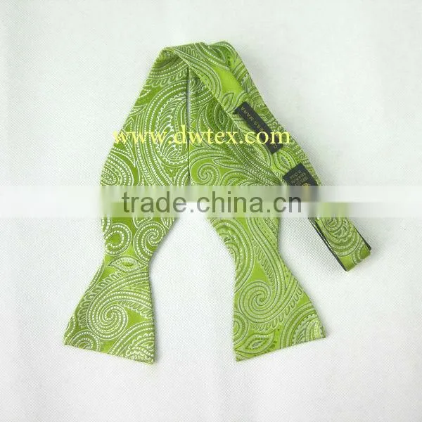 Green Self tie bow ties with logo for men