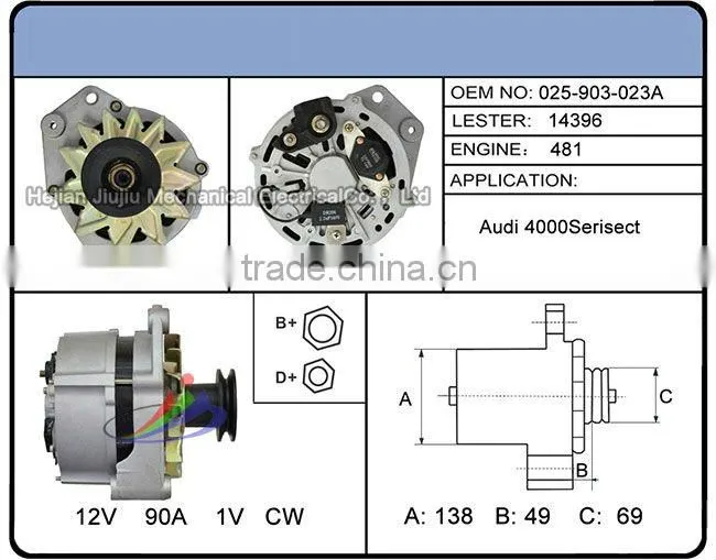 auto alternator for Audi 200 series/4000 series/5000 series/VW Jetta/Vanagon