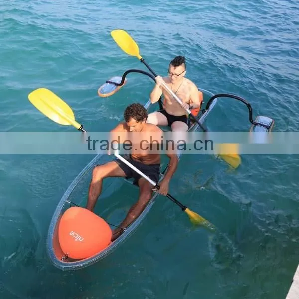small clear plastic kayaks, double fishing boat, PC rowing canoe