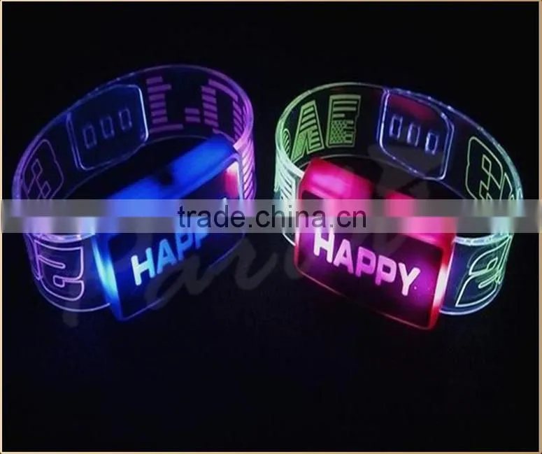 2015 Promotional Custom led light happy bracelet
