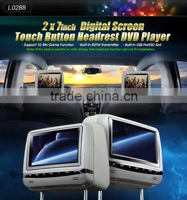 EONON L0288 7" HD Car Headrest Monitor with Built in DVD (Gray Color)