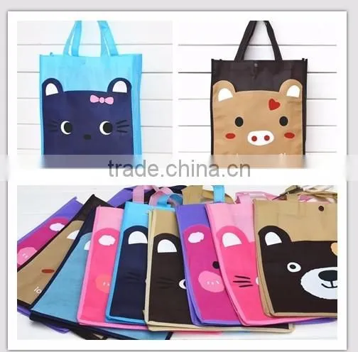 Full printing non woven bag student handle lovely bag for shopping