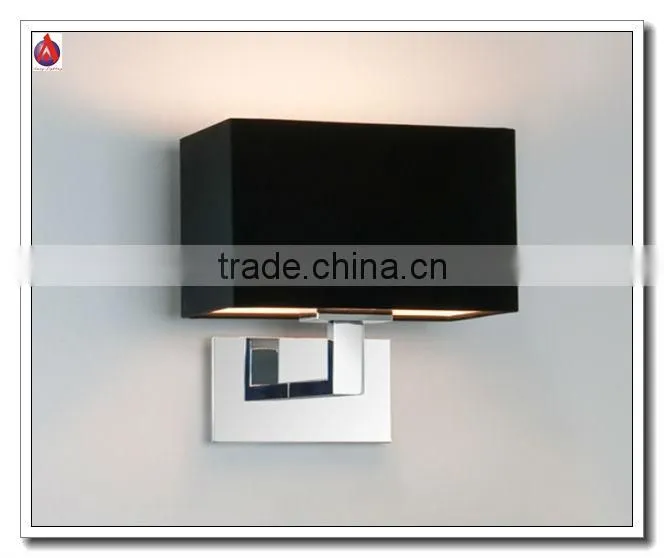 fabric wall lighting with printed pattern black shade