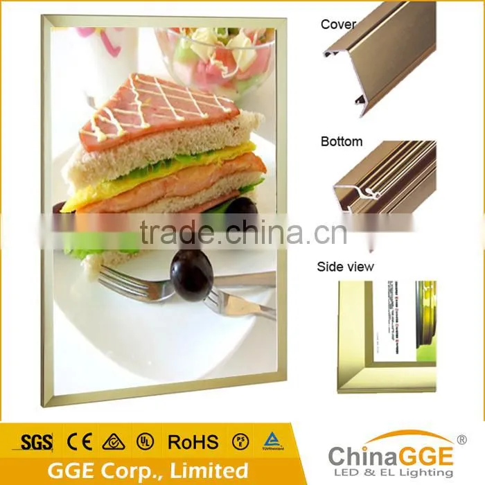 Long using life snap aluminum edge display light box for cabinet restaurant