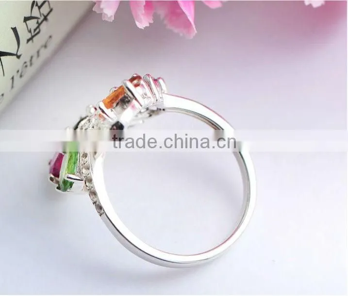 New Arrival Ladies' Gift 925 Stering Sliver Natural Tourmaline Rings