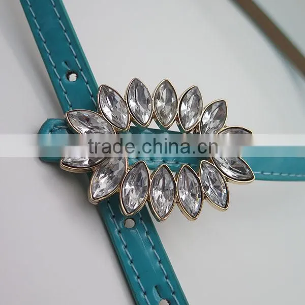 Fashion flower skinny belt with glass of acrylic for women
