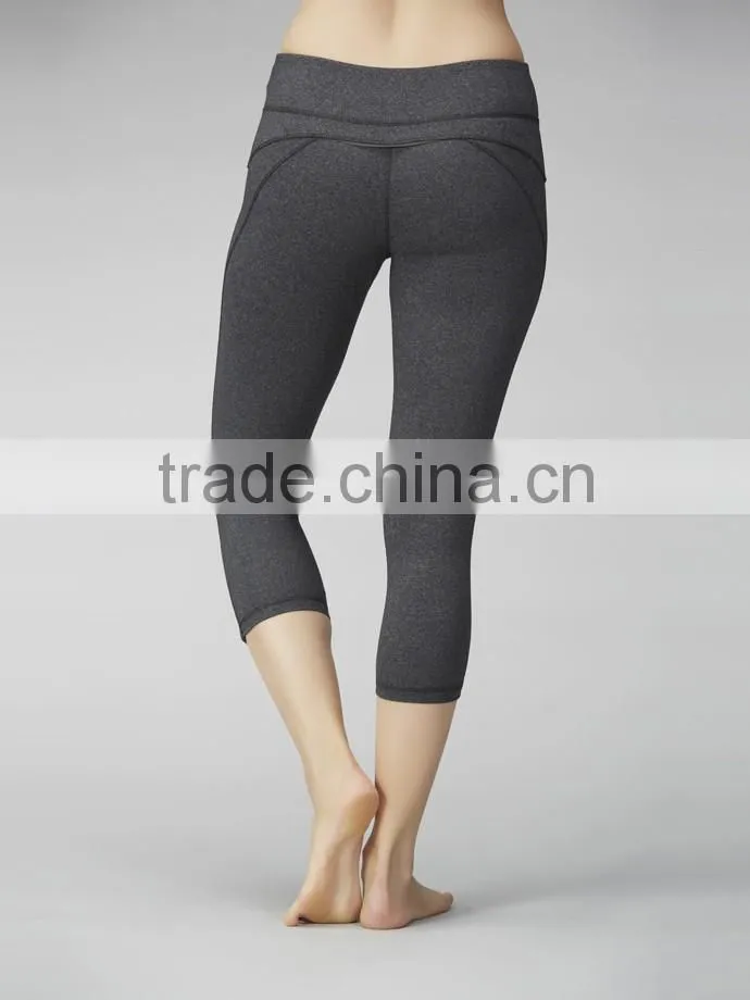 Durable and breathable women's yoga capri pant, made of high quality fabric nylon 87% spandex 13%