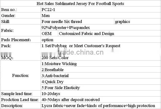 Hot Sales Sublimated Jersey For Football Sports