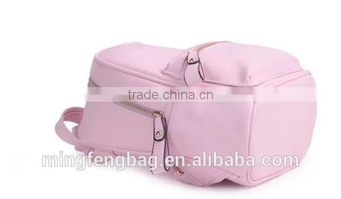 High Quality PU Leather Pink Girl Backpack