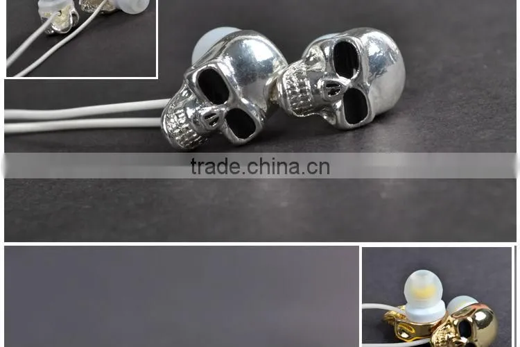 High quality personalized fashion metal skull earphones