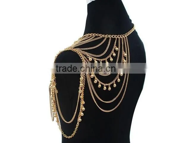 2016 Wholesale new design fashion Multilayers tassel ladies BIkini body chains