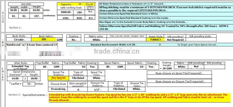 food grade bulk bag, jumbo bag, fibc bag
