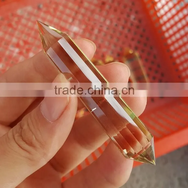 Natural Rock Faceted Crystal Prism Double Terminated Citrine Crystal Crafts