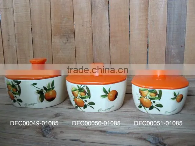 Orange Decal Ceramic Deep Dinner Plate