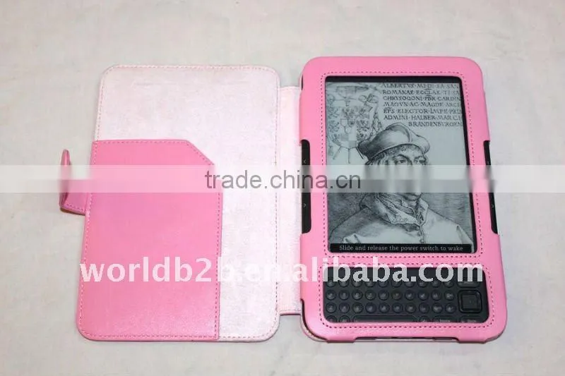 Leather Cover case for Kindle 3 with clasper
