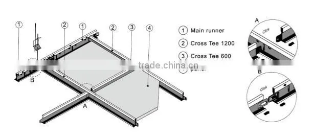 Ceiling Grid For Pvc Gypsum Ceiling (wooden)